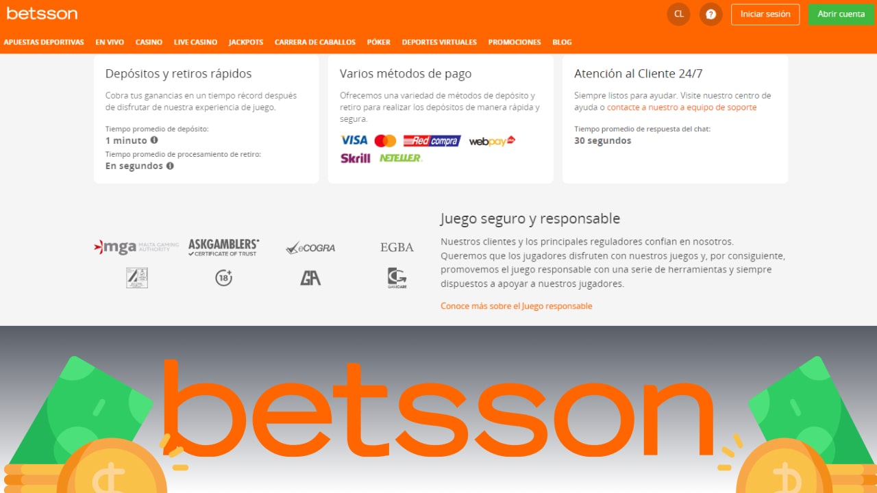 depósito de dinero en Betsson